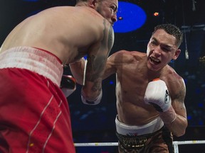 Steven Butler, right, pounds away on Jaime Herrera in the 10th round at the Montreal Casino on March 31, 2018.