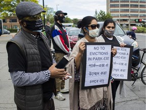 Montrealers demonstrate in the summer of 2020 to  denounce evictions, and demand additional emergency measures to deal with the housing crisis.