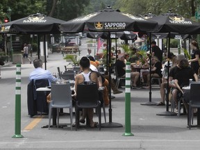 Terraces take up most of Bernard Street In Outremont in July 2020. Not surprisingly, Montreal, given our vibrant food culture, leads the way among Canada’s major cities with residents hankering for a return to restaurants, according to a recent Leger-Association for Canadian Studies survey.