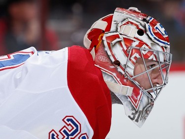 Goaltender Carey Price #31 of the Montreal Canadiens looks down ice during the first period of the NHL game against the Arizona Coyotes at Gila River Arena on March 7, 2015 in Glendale, Arizona.