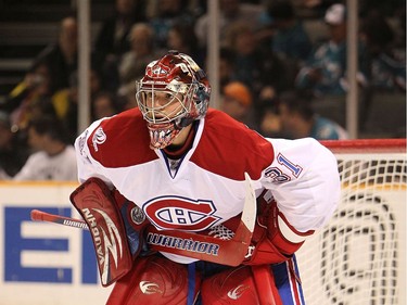 Carey Price #31 of the Montreal Canadiens in action against the San Jose Sharks during an NHL game at the HP Pavilion  on March 4, 2010 in San Jose, California.