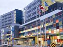 The entrance to the Montreal Children's Hospital at the Glen site of the MUHC.