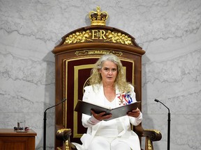 In this file photo Canada's Governor General Julie Payette delivers the Throne Speech in the Senate, as parliament prepares to resume in Ottawa, Ontario, Canada, on Sept. 23, 2020. - Governor General Julie Payette, Queen Elizabeth II's representative in Canada, resigned Jan. 21 ahead of the release of a reportedly scathing report on workplace harassment claims levelled against her office.