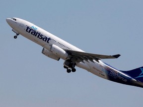 An Air Transat Airbus A330-200 departs Toulouse, France on July 10, 2018.