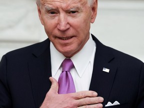 U.S. President Joe Biden speaks during an event at the White House in Washington, D.C., Jan. 21, 2021.