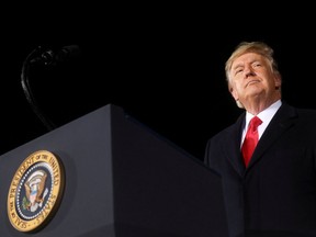 U.S. President Donald Trump addresses a campaign rally in Dalton, Ga., on the eve of the run-off election to decide both of Georgia's Senate seats on Jan. 4, 2021.