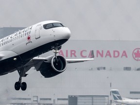 An Air Canada flight takes off from Toronto Pearson Airport on Wednesday.