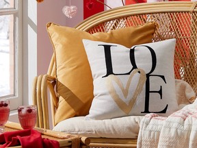 Decorating your home with cupid-inspired decor sends a message of love to yourself. Dose Of Love cushion, $20, Simons.ca