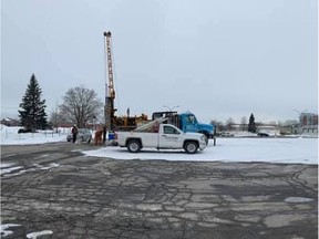 Soil analyses drilling work is underway at the site of the new Pierrefonds-Roxboro aquatic centre.