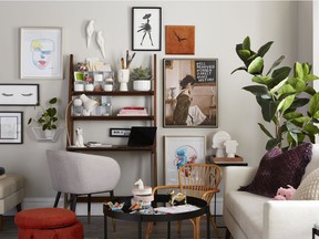 A family room can double as an at-home study space without lacking in style. Wooden Ladder Style Desk, $149, Homesense.ca