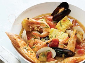Mark Bittman’s three versions of bouillabaisse include a more elaborate variation with shellfish; the recipe given here is for the easy version of the dish.