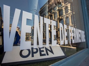 A sign announcing a store going out of business on Saint-Paul St. in Old Montreal Tuesday December 29, 2020.