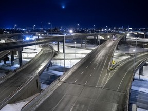 The Turcot Interchange at 10:30 p.m. on Monday, February 1, 2021.