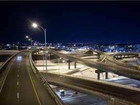 The Turcot Interchange after the province-wide curfew on Feb. 1, 2021.