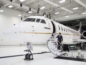 FILE PHOTO: Bombardier's Global 7500, the first business jet to have a queen-sized bed and hot shower, is shown during a media tour in Montreal, Quebec, Canada, December 19, 2018. Picture taken December 19, 2018.  REUTERS/Christinne Muschi/File Photo