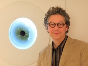 Luc Courchesne with one of his video works.