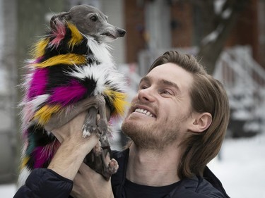 Thomas Shapiro and his colourful dog Tika.