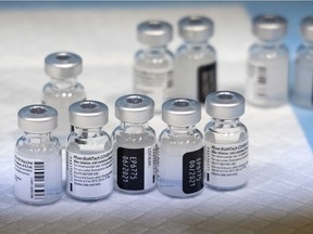 Vials of the Pfizer-BioNTech COVID-19 vaccine.