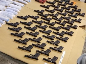 Firearms intercepted by the RCMP near Dundee, Quebec.