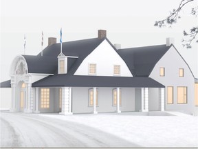 An illustration of Baie-D'Urfé's town hall renovation/expansion project.