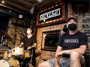 Upstairs owner Joel Giberovitch at his club in June 2020, while the Jim Doxas trio jams.