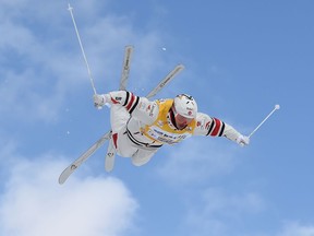 Mikaël Kingsbury competes during the second day of the Men's FIS Freestyle Ski World Cup on Feb. 24, 2019 in Japan.