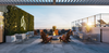The rooftop outdoor terrasse includes a summer kitchen and fireplace. SUPPLIED