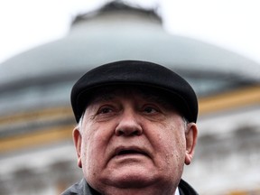 In this file photo taken on May 09, 2017, former head of the Soviet Union Mikhail Gorbachev attends the Victory Day military parade at Red Square in Moscow.