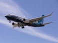 A Boeing 737 MAX airplane is seen in test flight  in Seattle, Washington, on June 29, 2020.