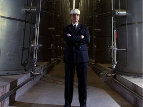 Jean Gattuso, president of Lassonde Industries, at the company's Rougemont factory in 2001.