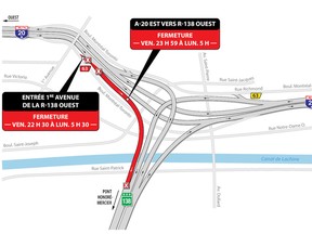 The ramp from Highway 20 east to Route 138 west will be closed this weekend.