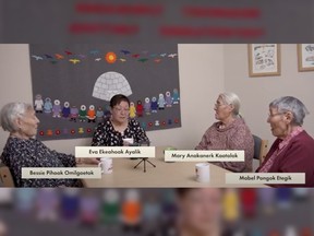 Inuit women in Nunavut record a podcast for the Kitikmeot Heritage Society as part of a campaign to protect the endangered language.