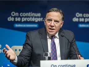Premier François Legault, seen in a file photo, said he was pleased by a decision by Montreal mayoral candidate Denis Coderre to drop EMSB chairman Joe Ortona as a candidate in the Montreal municipal election.