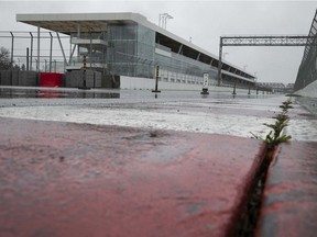 Circuit Gilles-Villeneuve is deserted on April 15, 2021, as the fate of this year's Canadian Grand Prix Formula One race, scheduled for June 13, remains uncertain.