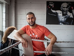 Firas Zahabi, owner of Tristar Gym and trainer of former UFC champion Georges St-Pierre, at his Tristar Gym in Montreal on Thursday, April 22, 2021. Zahabi says police have come to his gym 16 times over the past several months.