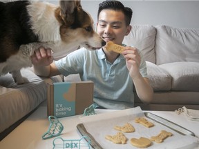 McGill engineering student Jiayuan Wang's corgi Dex has his name on this treat. Wang's startup Cookiestruct lets users customize their own designs for cookie cutters.