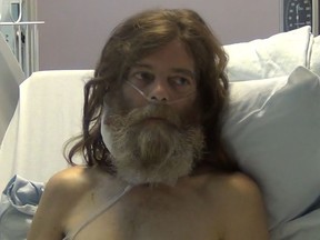Photo of Raymond Henry Muller from a video recorded on Sept. 1, 2018. Muller was interrogated from his hospital bed at the CHUM.