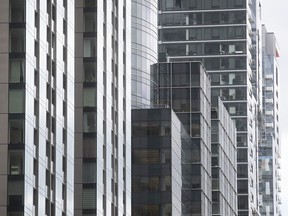 Downtown office towers on René-Lévesque Blvd. on July 15, 2020.