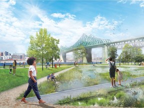 Montreal wants to highlight Parc Jean-Drapeau's natural beauty and proximity to the St. Lawrence River. (Artist's rendition/City of Montreal)