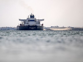 The ALMI ODYSSEY clears the Suez Canal on March 30, 2021, near Ismailia, Egypt, after the container ship Ever Given was finally freed.
