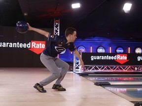 Bowler François Lavoie  from Quebec competes during the PBA Tours Super Slam at Bowlero Lanes in Annandale, Va. on Sunday, April 18, 2021. Lavoie has won the Guaranteed Rate PBA Super Slam.