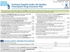A Quebec tax form for its drug insurance plan.