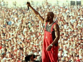 FILE PHOTO: Earl Simmons, better known as rap musician DMX, performs on the main stage at the Woodstock music and arts festival in Rome, New York, U.S. July 23, 1999.