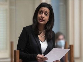 "What the premier is asking for is a blank cheque before we have even seen his bill" to reform the Charter of the French Language, Quebec Liberal leader Dominique Anglade said Wednesday.