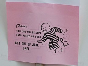 A Get Out of Jail Free card, from the Monopoly board game: The notwithstanding clauses in the Canadian and Quebec rights charters are the legislative equivalent, Robert Libman says.