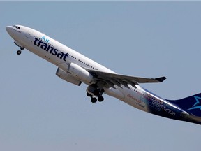 An Airbus A330-200 aircraft of Air Transat airlines takes off in Colomiers near Toulouse, France in 2018.