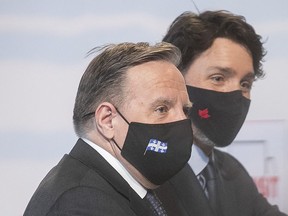 Premier François Legault and Prime Minister Justin Trudeau after an March: "If the federal safeguards of Constitution, Charter and Official Languages Act are meaningless as a bulwark in equity, as the declaration of the prime minister appears to imply, where do we turn for a basic understanding and defence of our cause?" Clifford Lincoln asks.