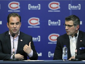 Canadiens owner Geoff Molson, left, and general manager Marc Bergevin are discussing a contract extension, Sportsnet's Elliotte Friedman reports.