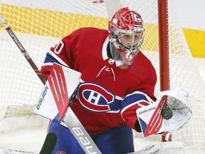 Cayden Primeau played two games with the Canadiens after getting called up from the AHL’s Laval Rocket, posting an 0-2 record with a 4.82 goals-against average and a .877 save percentage.