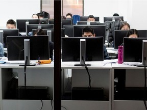 Vocational students work in a computer lab at a downtown campus of the Lester B. Pearson School Board in 2016.